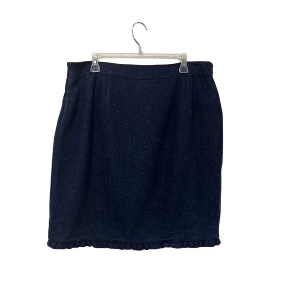 Talbots Petites 16 Wool Blend Tweed Pencil Skirt Ruffle Hem Classic Workwear - Picture 3 of 7
